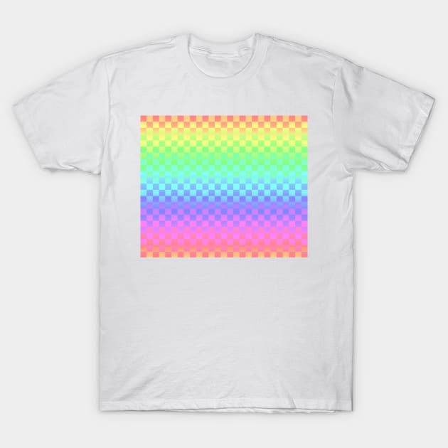 Rainbow Ombre Checkered Pattern T-Shirt by saradaboru